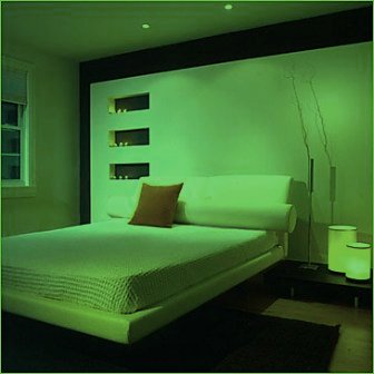Interior Lighting Design on Modern Bedroom Interior Design Green Accent Lighting